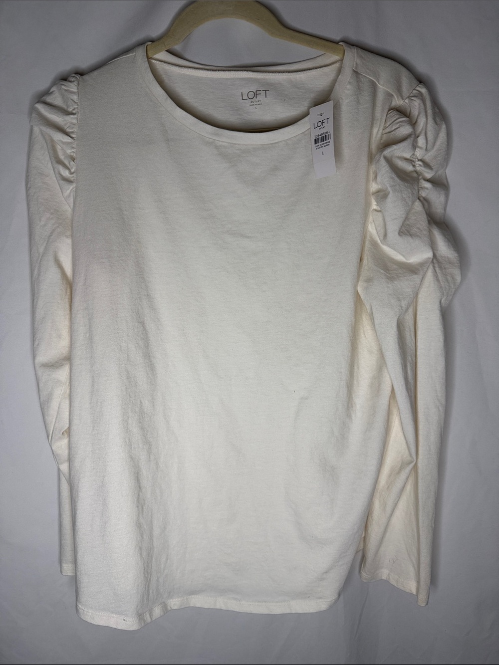 LOFT women’s ' Cream Puff-Sleeve Long Sleeve Top - Cream